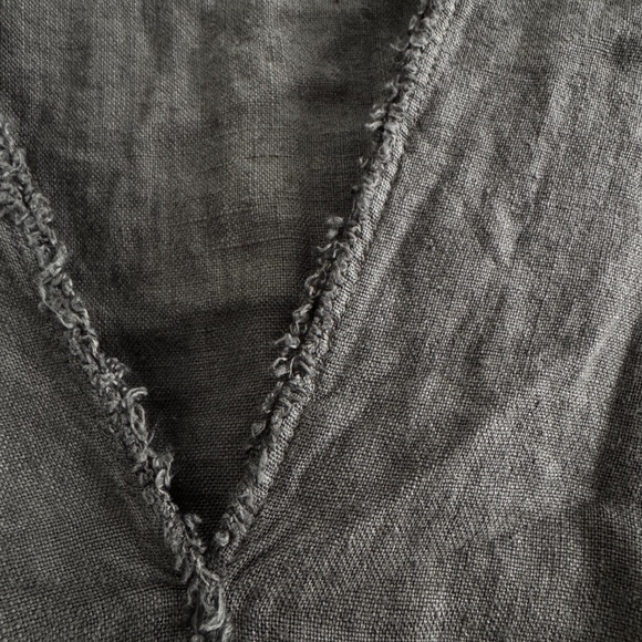 ZARA Frayed Hem Linen-Blend Crop Top | Size XS | Gray - Picture 6 of 7